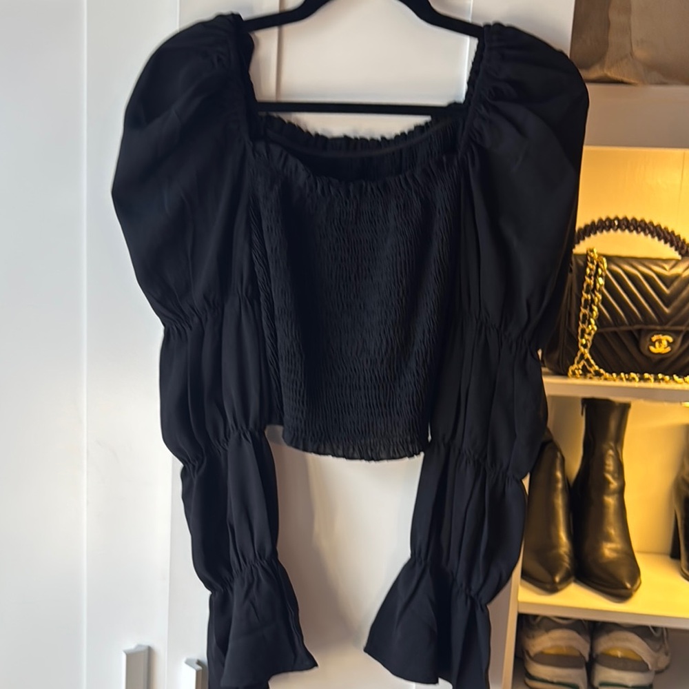 ZARA puff sleeve shirt Elegant Black Women's Top